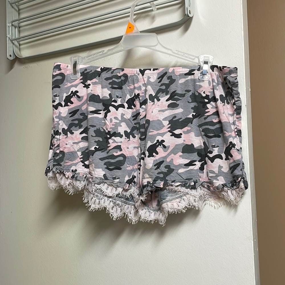 Gray and Pink Camo Pajama Shorts